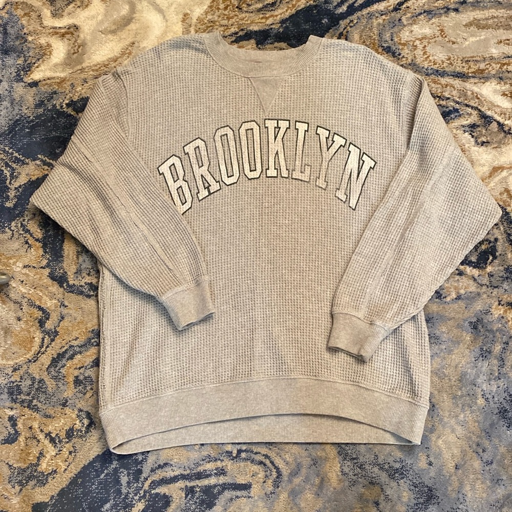 Aeire waffle crew neck, size L, grey.